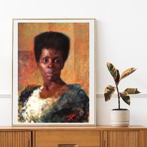 Black Natural Hair Download Wall Art Print | African American Wall Art, Antique Painting, Black History, African American Art, Afro Art