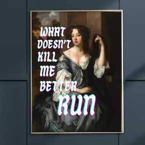 Run Feminist Altered Wall Art Print | Empowering Wall Art, Antique Altered Art Print, Feminist Art, Feminist Painting, Baroque Art Print