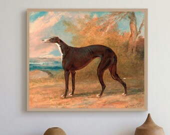 Greyhound Wall Art Print | Seen in Bridgerton, Antique Painting, Vintage Dog Print, Pet Wall Decor, Fine Art Print, Dog Poster