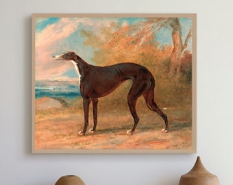 Greyhound Download Wall Art Print | Seen in Bridgerton, Antique Painting, Vintage Dog, Pet Wall Decor, Fine Art Print, Dog Poster