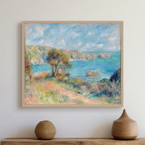 Seaside Renoir Wall Art Print | Antique Painting, Ocean Landscape, Vintage French Art, Impressionist Art Print