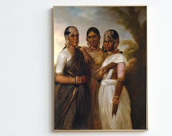Indian Queens Download Wall Art Print | Antique Painting, Indian Art, Indian Wall Decor, India Print