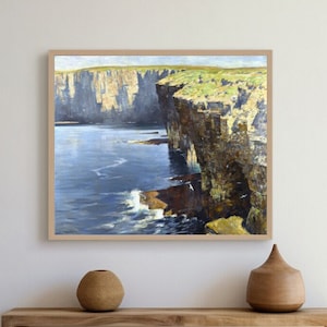 Orkney Cliffs Scotland Download Wall Art Print | Antique Painting, Scottish Landscape, Vintage Painting, Orkney Poster, Scotland Wall Decor