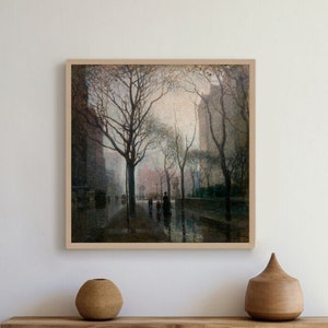 New York City Download Wall Art Print | Antique Painting, Manhattan Print, NYC Wall Decor, New York Art Print, Rain Art Print