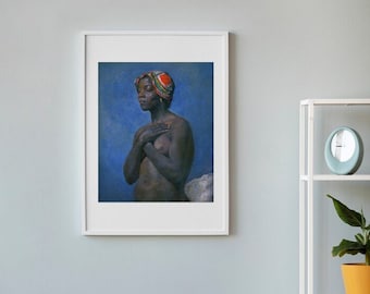 Black Art Model Download Wall Art Print| African American Wall Art, Antique Painting, Black History, African American Art, Afro Art