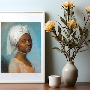 Young Black Woman Wall Art Print | African American Wall Art, Antique Painting, Black History, African American Art, Wall Decor,  Afro Art