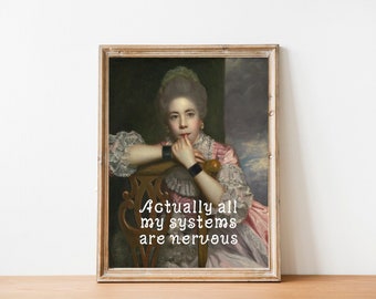 Impressão de arte de parede com citação sobre ansiedade | Arte feminista, decoração de escritório sobre saúde mental, pôster com citação engraçada, arte para presentear ela
