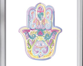 HAMSA - senza nome - Bellissima opera d'arte originale - Download digitale per sala yoga, ufficio domestico, cameretta bambini, regalo dell'ultimo minuto! Tranquilla!