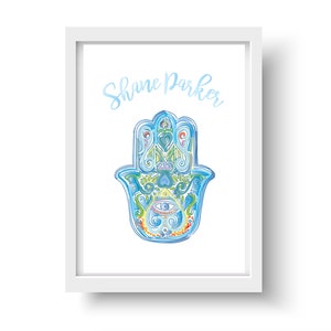 Descarga digital HAMSA - Tonos de azul - ¡Personaliza! Gran regalo del día de San Valentín, regalo de cumpleaños, regalo de nuevo bebé, regalo de despedida de soltera: ¡arte original!