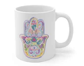 Hamsa Mug - Pastel Colors, Tranquility Tea Cup