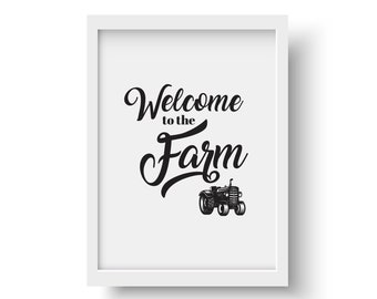 Housewarming, Mother's Day/Father's Day GIFT! Country WELCOME to the Farm SIGN, Tractor Illustration, - Instant Printable Download Art