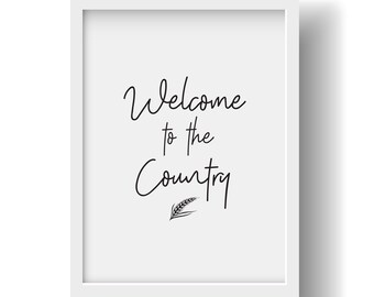 Instant Housewarming Gift! DOWNLOAD NOW!  Welcome to the Country Sign with Wheat Illustration -- Printable Download, Wall Art, .svg too!