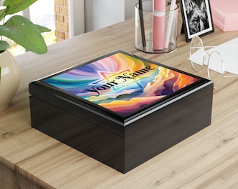 Personalized Jewish Star Jewelry Box, Original Art Keepsake Box
