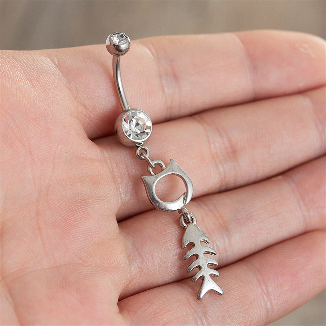 Fish Bone Belly Button Jewelrybelly Ringnavel Piercing Ring Etsy