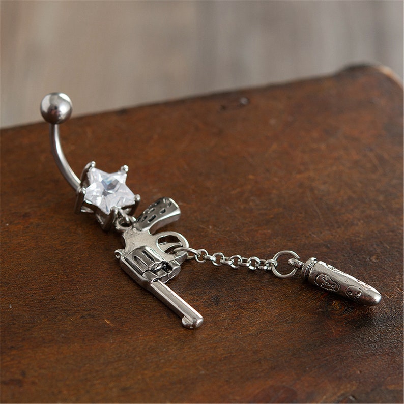 Pistolbelly Button Jewelrygun Belly Ring Navel Piercing Etsy