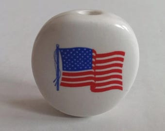 Handmade Ceramic Smoke Stone - American Flag Design - AMERICA 250