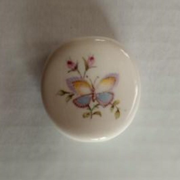 Handmade Ceramic Smoke "Toke" Stone - Holds Your Hand-Rolled Cigarette - No More Burned Fingers or Lips - YELLOW & BLUE BUTTERFLY - Limited!