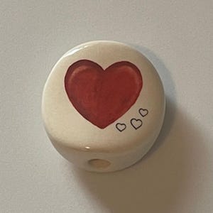 Handmade Ceramic Smoke "Toke" Stone - Holds Your Hand-Rolled Cigarette - No More Burned Fingers or Lips - RED HEART w/BLACK Hearts - Limited