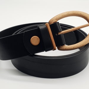 Banff Care 403: Cinto biodegradável preto com fivela de madeira de faia, estilo casual unissex