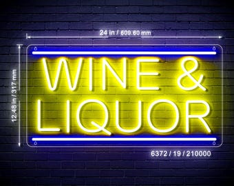 24" Wine & Liquor Ultra-Bright LED Sign with Remote (Neon-Style, LED Technology)