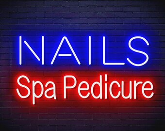 Nails Spa Pedicure Ultra-Bright LED Sign with Remote (Neon-Style, LED Technology)
