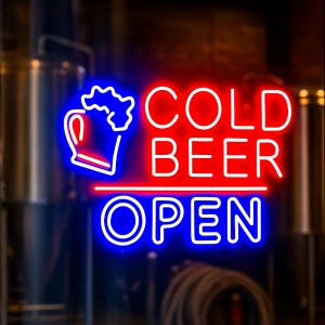 24&quot; Bar Cold Beer Open Ultra-Bright LED Sign with Remote (Neon-Style, LED Technology)