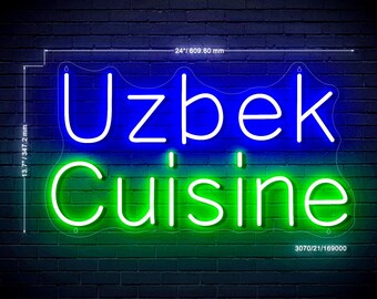 Uzbek Cuisine Ultra-Bright LED Sign with Remote (Neon-Style, LED Technology)