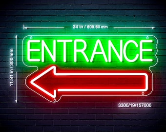 Entrance Left Arrow Ultra-Bright LED Sign with Remote (Neon-Style, LED Technology)