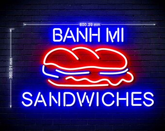 Banh Mi Sandwiches Ultra-Bright LED Sign with Remote (Neon-Style, LED Technology)