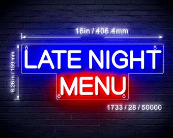 16" Late Night Menu Flex Silicone LED Sign (Neon-Style, LED Technology)