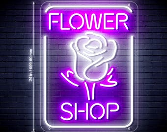 Flower Shop Ultra-Bright LED Sign with Remote (Neon-Style, LED Technology)