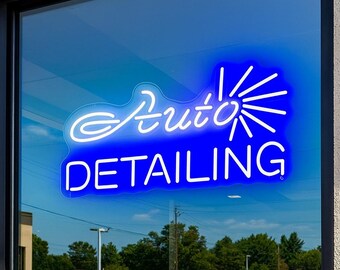 Auto Detailing Ultra-Bright LED Sign with Remote (Neon-Style, LED Technology)