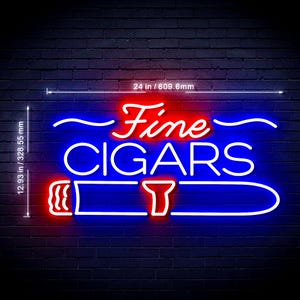 Fine Cigars Ultra-Bright LED Sign with Remote (Neon-Style, LED Technology)