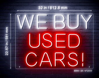 We Buy Used Cars Ultra-Bright LED Sign with Remote (Neon-Style, LED Technology)