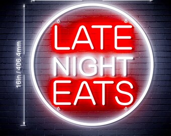 16" Round Late Night Eats Flex Silicone LED Sign (Neon-Style, LED Technology)