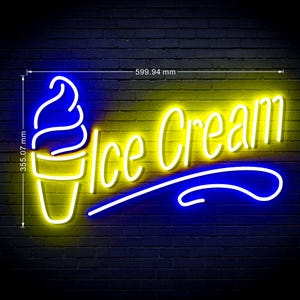 24&quot; Ice Cream Ultra-Bright LED Sign with Remote (Neon-Style, LED Technology)