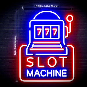 Casino Gambling Slot Machine Ultra-Bright LED Sign with Remote (Neon-Style, LED Technology)