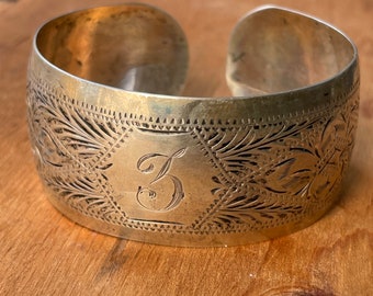 Sterling Silver Etched Cuff Bracelet