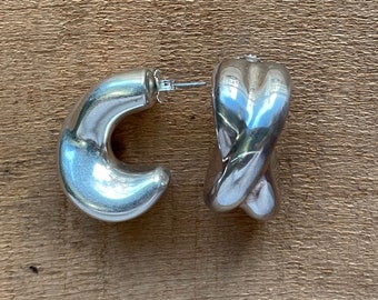 Big Curvy X shaped Puffy Vintage Sterling Silver