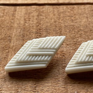 Paralellogram-o-rama Set of 2 Gorgeous White Glass Buttons for sewing or collecting image 2