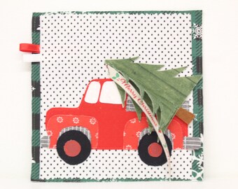 Handmade Christmas card, stitched card, , fabric card