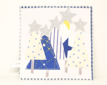 Handmade Christmas card, stitched card, fabric card