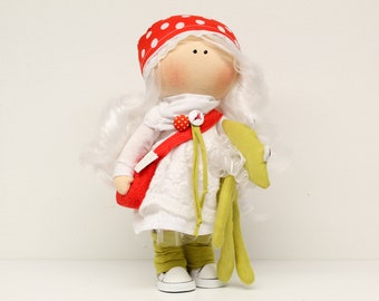 Handmade doll, Tilda doll, Fabric doll, Textile doll, doll rabbit,gift