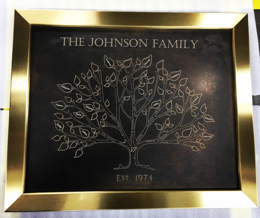 Custom Engraved Bronze Family Tree Plaque | Personalized Family Name ...