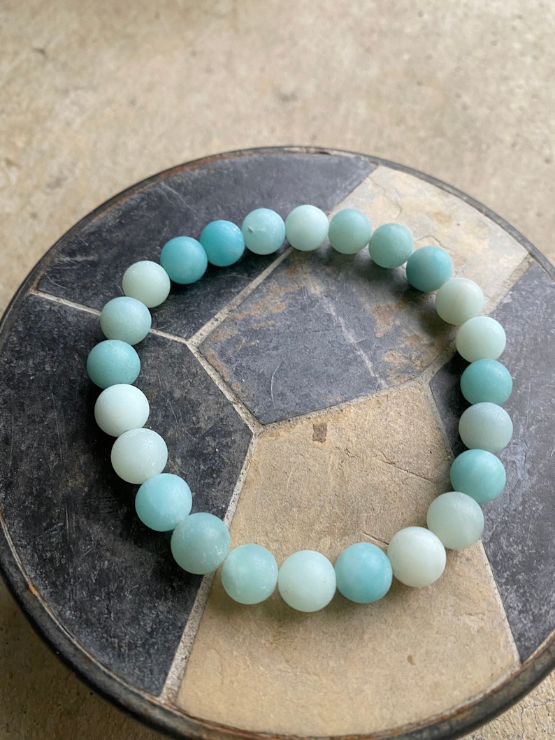 relax \u2022 matte blue amazonite beaded stretch bracelet \u2022 8mm