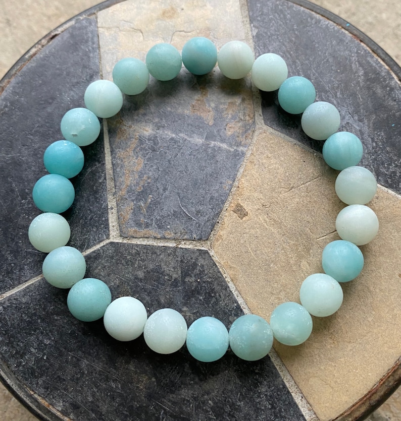 relax \u2022 matte blue amazonite beaded stretch bracelet \u2022 8mm
