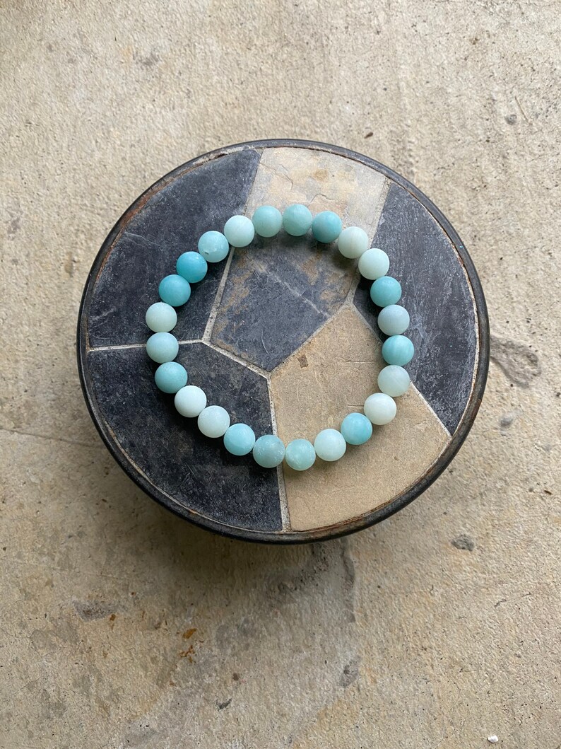 relax \u2022 matte blue amazonite beaded stretch bracelet \u2022 8mm