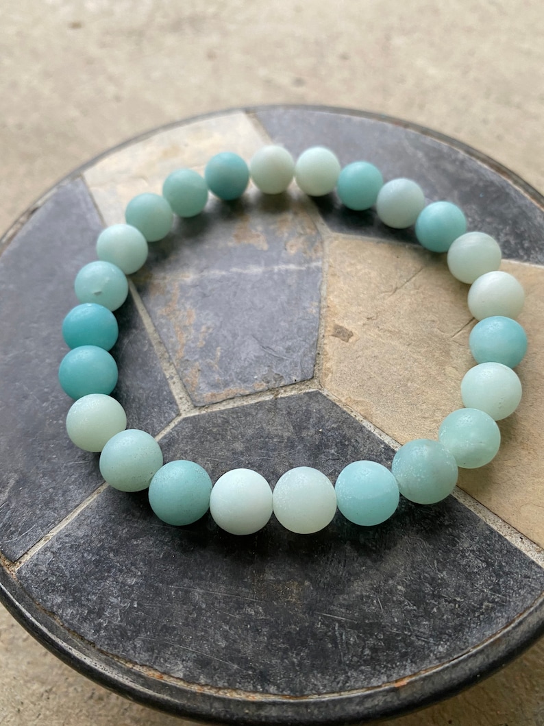 relax \u2022 matte blue amazonite beaded stretch bracelet \u2022 8mm