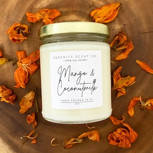 Mango & Coconut Milk Candle: Handmade Soy Wax, Tropical Scent