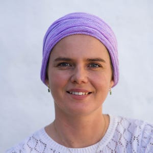 Lilac Cream Turban/Head Wrap - Alopecia & Chemo Head Cover, Comfy Soft Full Head Scarf, Hair Loss Headwear, Canadian Orders Ship from Canada